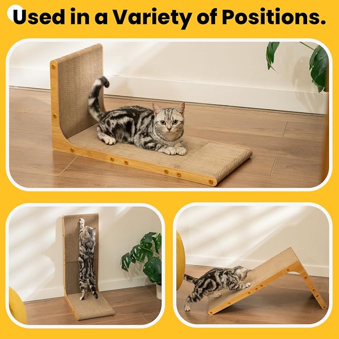 Cardboard Cat Scratcher, 23 Inch L Shape Scratch Pad Wall Mounted, Vertical - Image 5