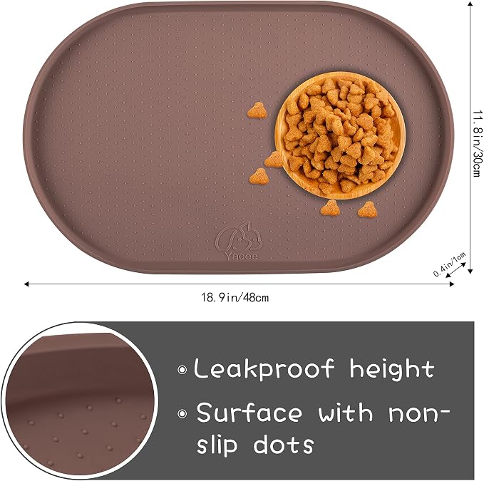 100% Waterproof 0.5" Raised Edge BPA Free Silicone Dog Food Mat, Pet Cat - Image 2