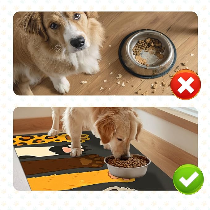 Cute Animal Paw Print Cat Food Mat Easy Clean Fast Dry Pet Feeding Mat - Image 7