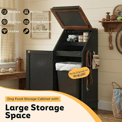 Dog Food Feeding Station with Storage, Pet Food Storage Cabinet with Bowls and - Image 3