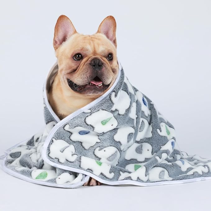 1 Pack 3 Blankets Super Soft Fluffy Premium Cute Elephant Pattern Pet Blanket - Image 5