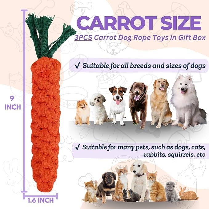 3PCS Orange Woven Pet Chew Set, Puppy Teething Chews, Dog Chew Treats, Cat - Image 2