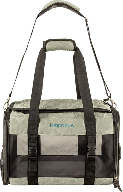 Deluxe Quilted Airline Approved Pet Dog & Cat Carrier by Katziela
