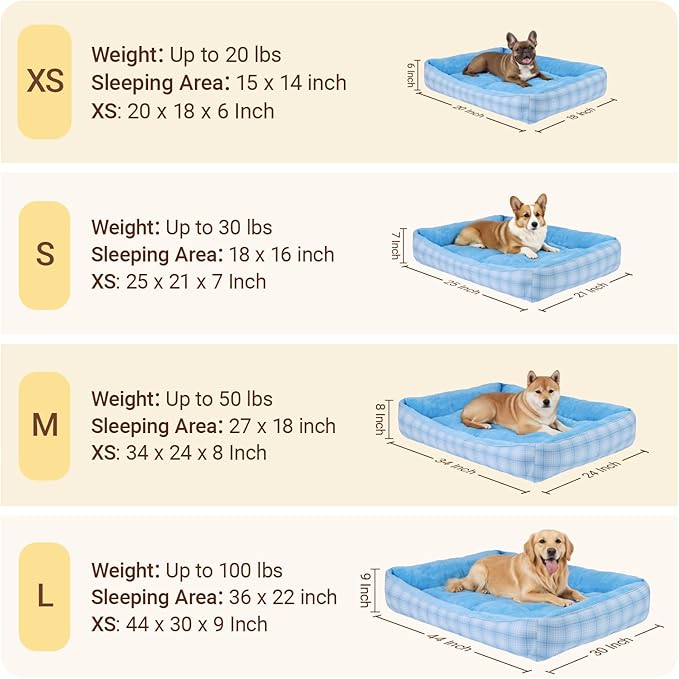 MIHIKK Rectangle Dog Beds for Small Medium Dogs & Cats, Orthopedic Sleeping Pet - Image 4