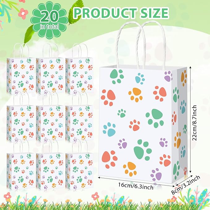Blulu 20 Pcs Spring Puppy Dog Paw Gift Bags - Image 2
