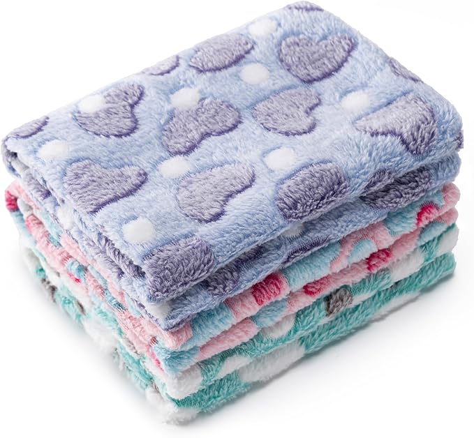 1 Pack 3 Blankets Super Soft Fluffy Premium Fleece Pet Blanket Flannel Paw by CADONO