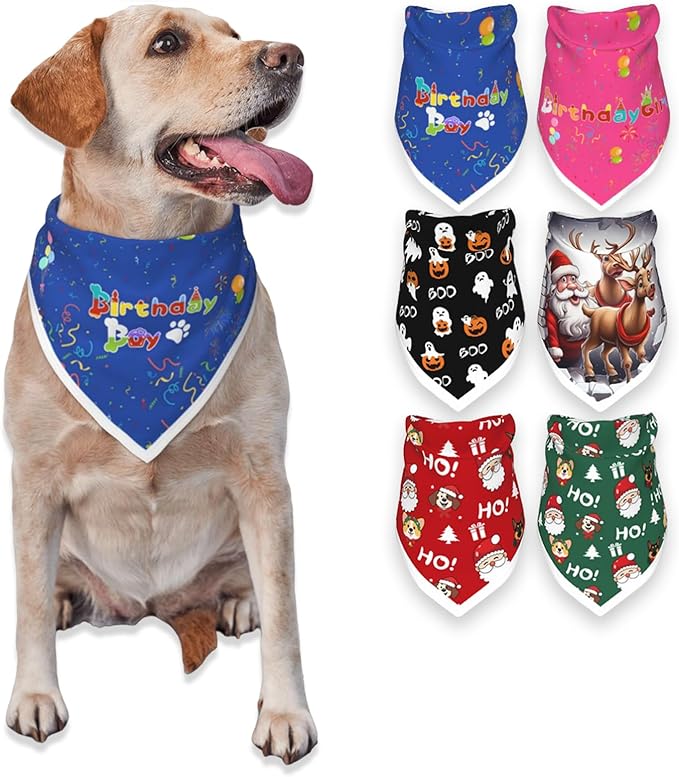 Birthday Dog Bandanas Boy, Cat Dogs Triangle Pet Scarves by PAPIAMENPET