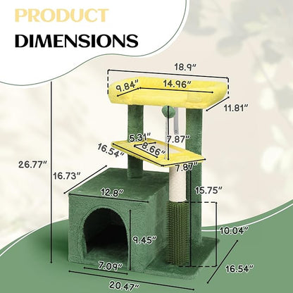 VINGLI Cat Tree, 27 inch Small Cat Tower - Image 5