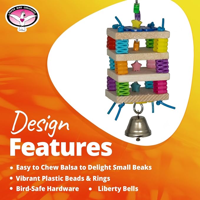 Super Bird Creations SB680 Balsa Stack Bird Toy, Small Bird Size, 6.5" x 2" - Image 4