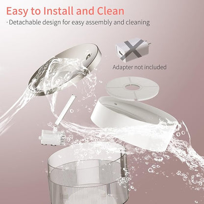 beQ Cat Water Fountain, 2.5L/84oz Inside Ultra-Quiet Stainless Steel Automatic - Image 3