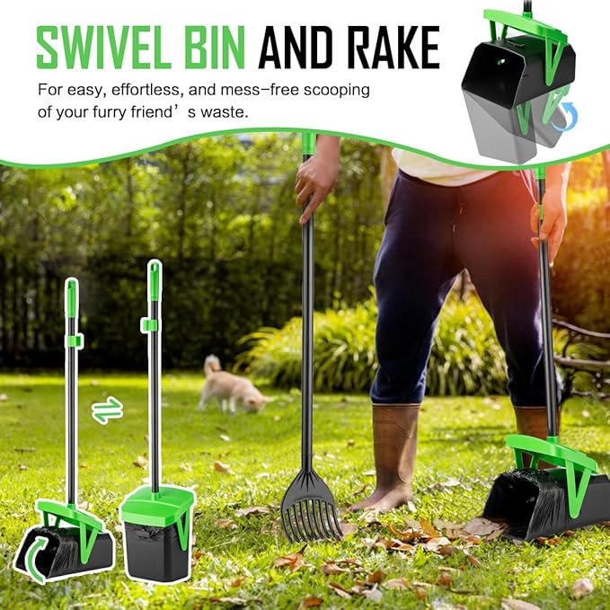 Pooper Scooper Swivel Bin & Rake - Image 3