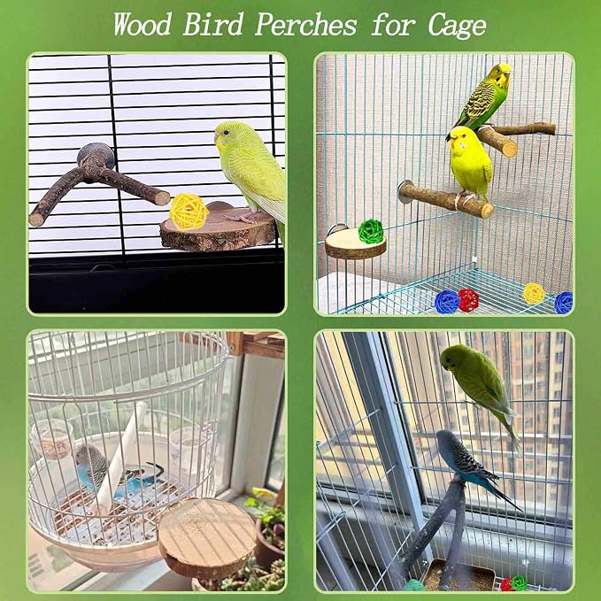 8 PCS Natural Wood Bird Perches Stand - Image 4