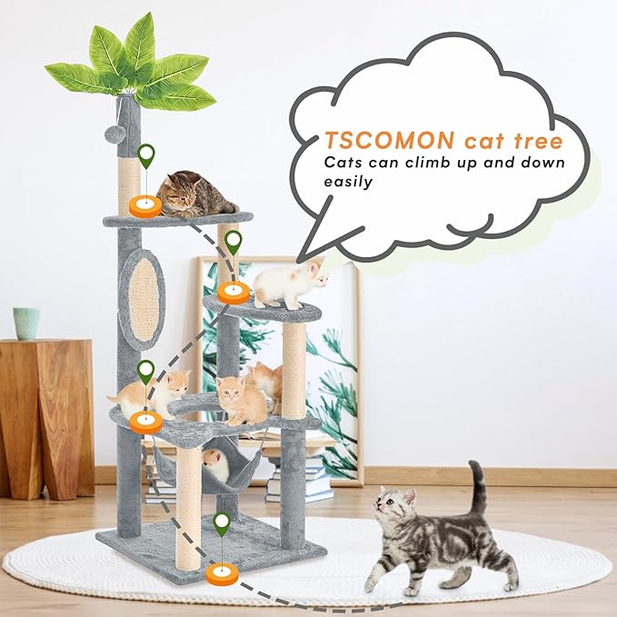 Cat Tree for Indoor Cats, 55 Inch Cat Tower - Image 7
