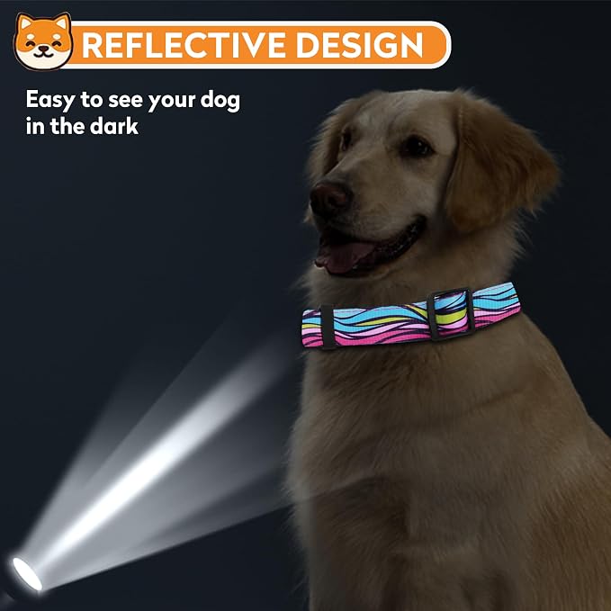 Reflective Dog Collar, Adjustable Soft Neoprene Padded Nylon Pet Collars - Image 6