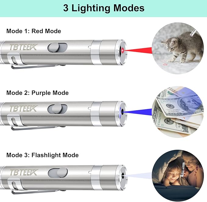TBTeek Cat Toys, Rechargeable, 3 Light Modes & 5 Adjustable Patterns, Portable - Image 4