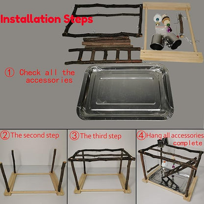 Tfwadmx Parrots Playstand Bird Play Gym Cockatiel Playground Wood Perch Stand - Image 7