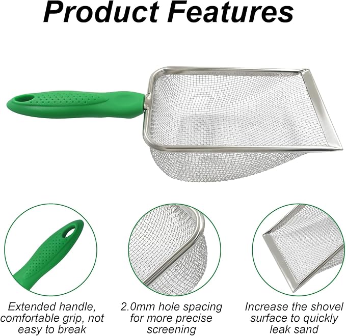 Murtenze Stainless Steel Cat Litter Scoop, Non-Stick Coated Metal Fine Sand - Image 4