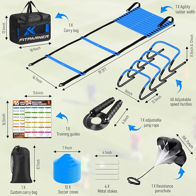 Agility Ladder, Soccer Football Training Equipment Set - 20ft Speed Ladder - Image 2