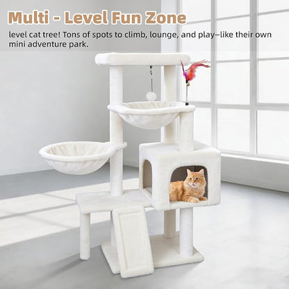 Cat Tree with Cat Condo and Two Hammocks, Cat Tree with Scratching Posts and - Image 3