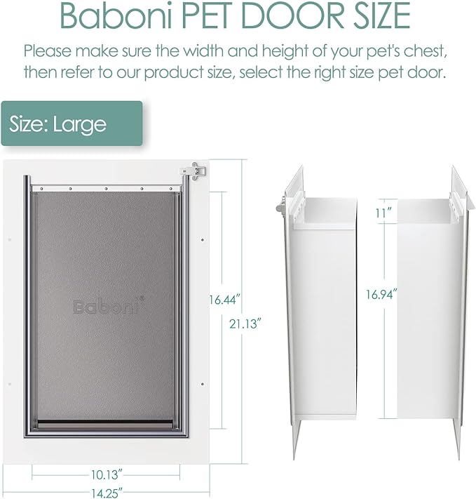 Baboni Pet Door for Wall, Steel Frame and Telescoping Tunnel, Aluminum Lock - Image 3