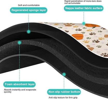 Fall Pumpkin Dog Food & Water Mat, Paw Prints Autumn Pet Feeding Mat - Image 5