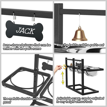 Elevated Dog Bowls for Large Dogs, 6 Height Adjustable Raised Stand - Image 5