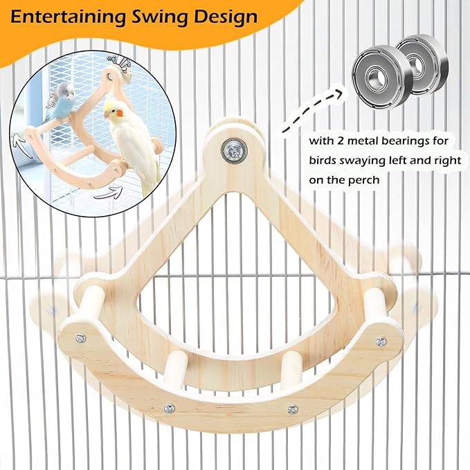 Bird Perch Toy, Interactive Rocking Parakeet Toys and Perches, Wooden Exercise - Image 2