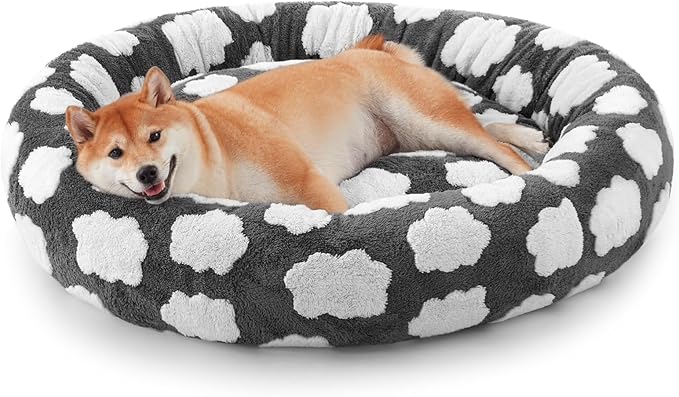 JOEJOY Donut Dog Bed Medium Size Dog, Cute Round Calming Pet Bed by JOEJOY