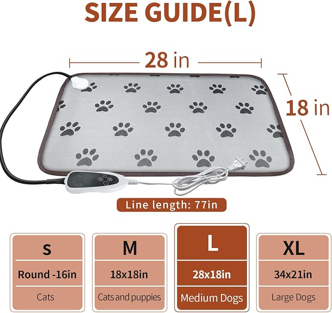 Dog Heating Pad 28x18in with Smart Thermostat Switch and Power Line Protection - Image 2