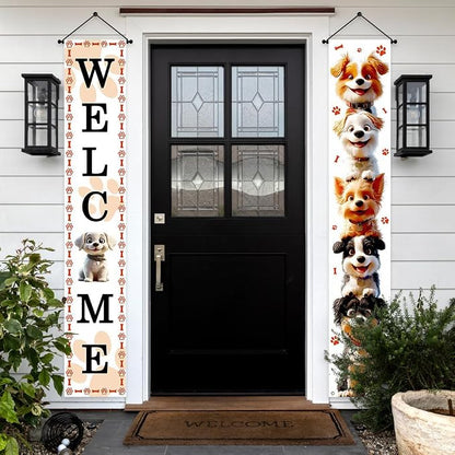 Aperturee Happy Dog Day Porch Banner, 12x72 Inch, Dog Paw Print Design - Image 3