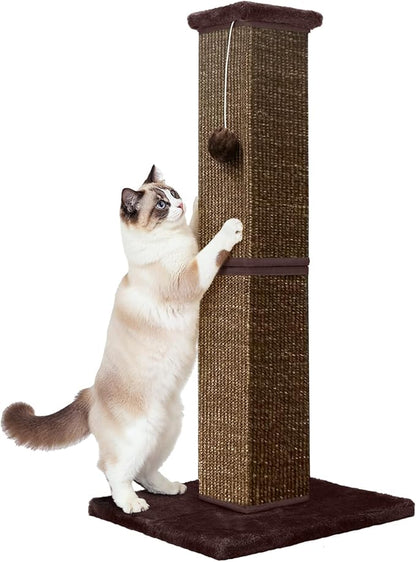 Cat Scratching Post 32 Inch for Indoor Large Cats and Kitten, Nature Sisal Tall by YULOYI