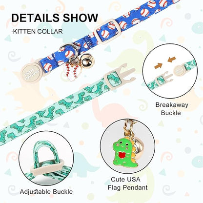 Unique Style Paws Baseball Kitten Collars, Cute Blue Cats Collar - Image 3