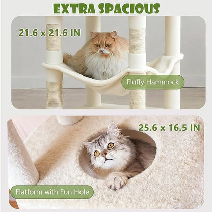 78.8" Large Cat Tree Tower for Indoor Kitties, Sisal Scratching Posts, Hammock - Image 6