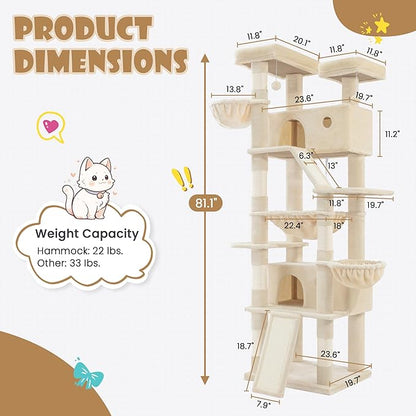 SHA CERLIN 81in Multi-Level Tall Cat Tree Tower - Image 2
