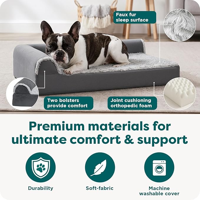 FurHaven Orthopedic Dog Bed for Medium Dogs, L-Shaped Chaise Mattress - Image 5
