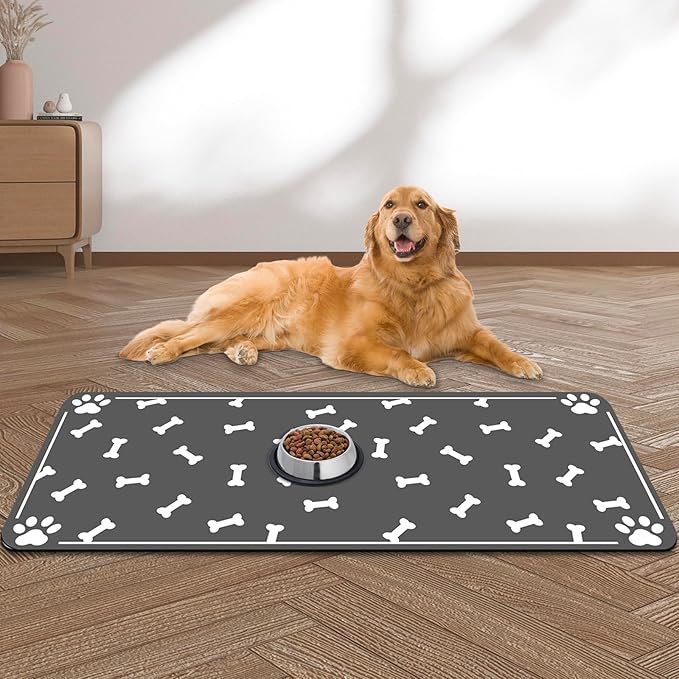 Large Pet Feeding Mat, Absorbent Quick Dry Dog Mat by yuzshin