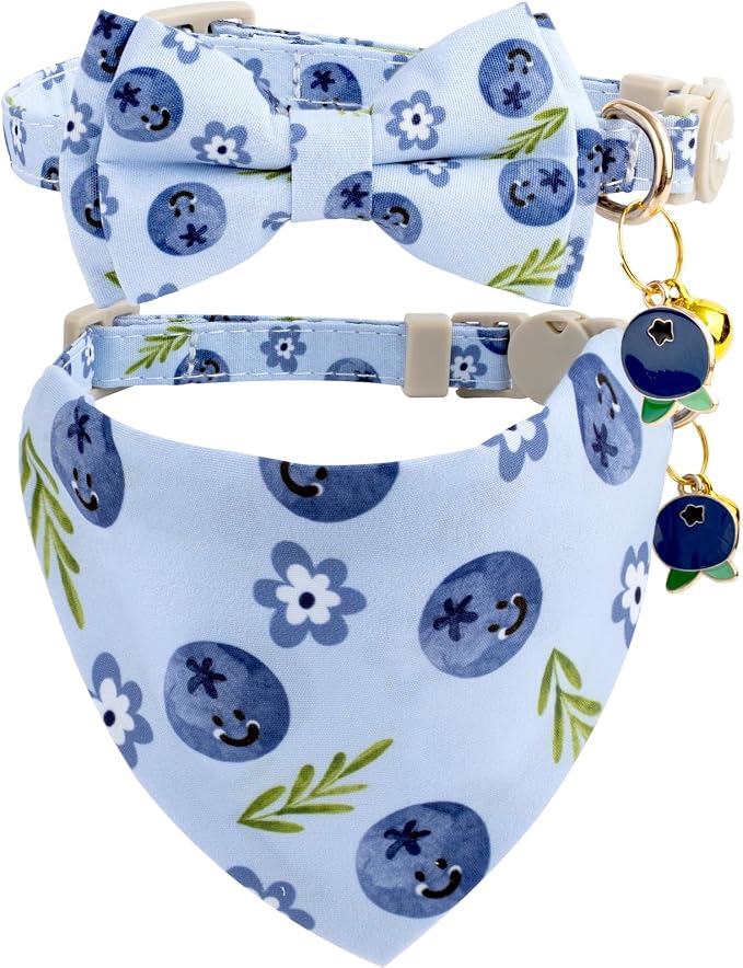 Faygarsle 2 Pack Blueberry Pattern Cat Collar Set by Faygarsle