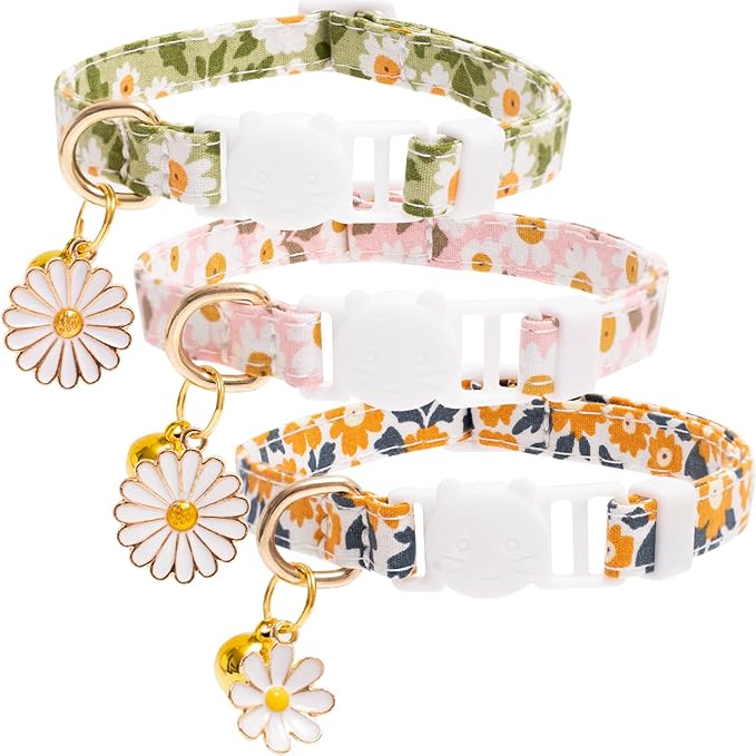 Faygarsle 3 Pack Cotton Safe Breakaway Cat Collars by Faygarsle