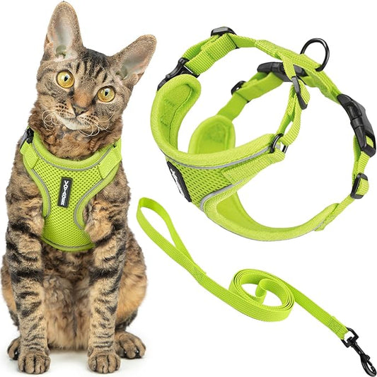 Voyager Escape-Proof Step-in Lock Cat Harness & 5ft Neoprene-Handle Leash Set by BestPetSuppliesLLC