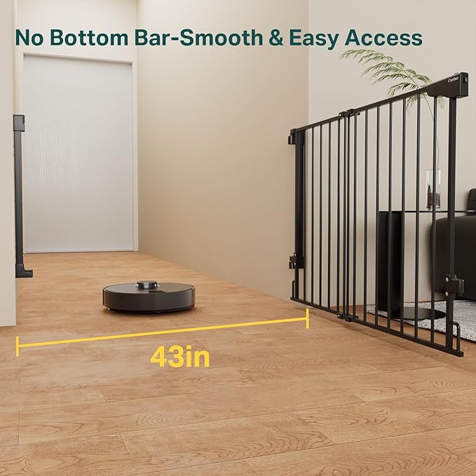 Cumbor 29.2–43" Baby Gate for Stairs, Wall-Mounted, Expandable No Bottom Bar - Image 2