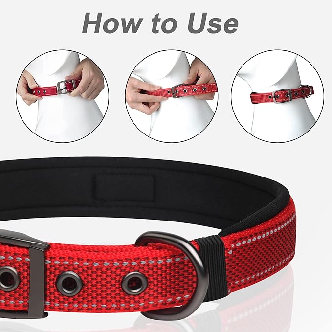 PetiFine Dog Collars for Medium Dogs, Neoprene Padded and Adjustable, - Image 6