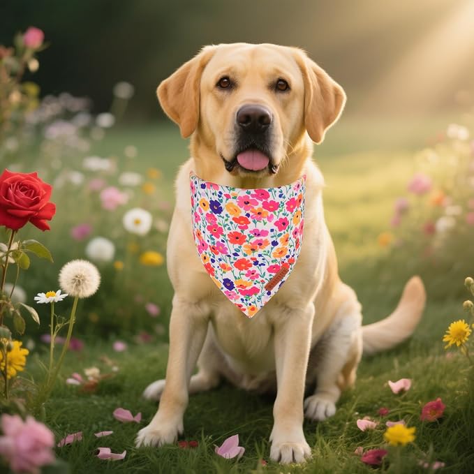 ADOGGYGO Floral Dog Bandanas 2 Pack, Reversible Cute Flower Scarf, Premium - Image 2