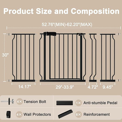 WAOWAO Baby Gate 52.76-62.2" Extra Wide Pressure Mounted Walk Through Swing - Image 6