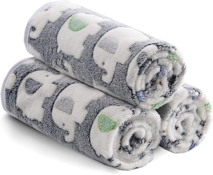 1 Pack 3 Blankets Super Soft Fluffy Premium Cute Elephant Pattern Pet Blanket - Image 6