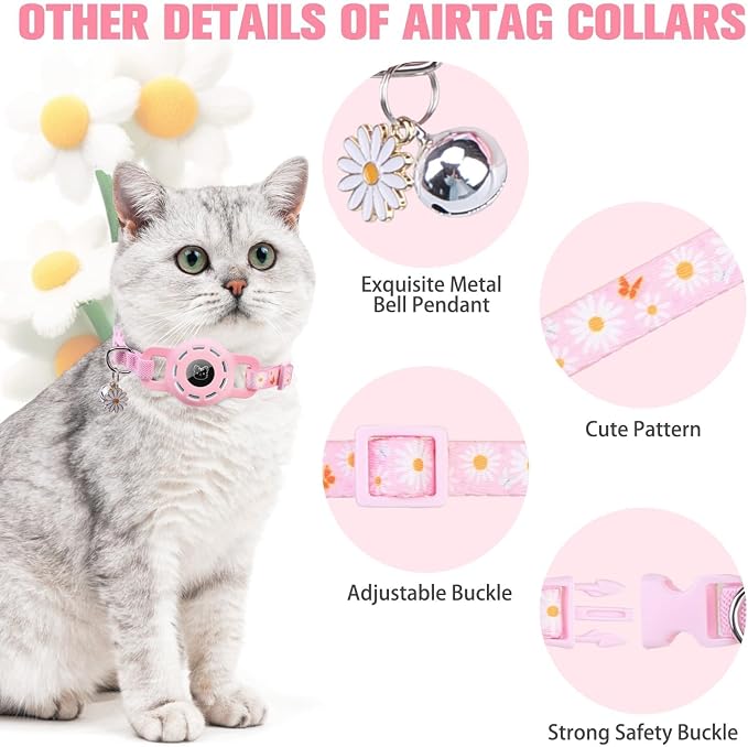BINGPET AirTag Cat Collar with Bells, Upgraded Safety Elastic Collar with - Image 6
