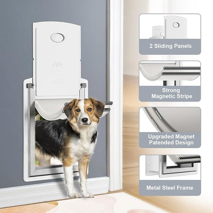 Steel Dog Door for Wall, Energy Efficient Pet Door, Telescoping Tunnel and - Image 2