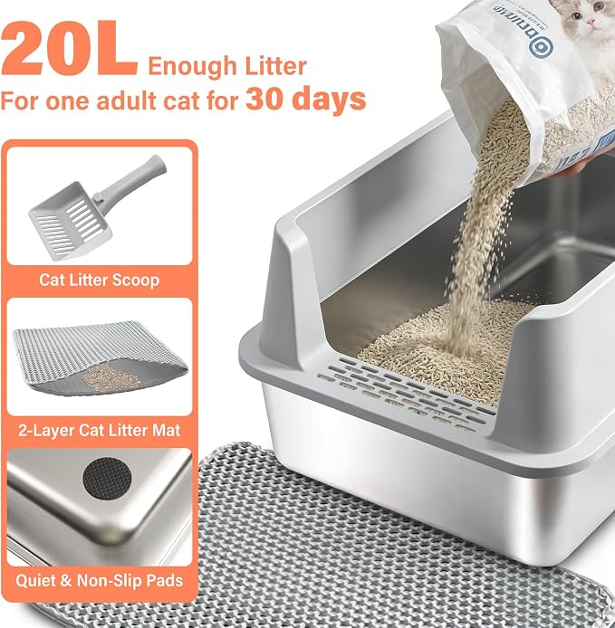 2PACK Stainless Steel Cat Litter Box - Image 6