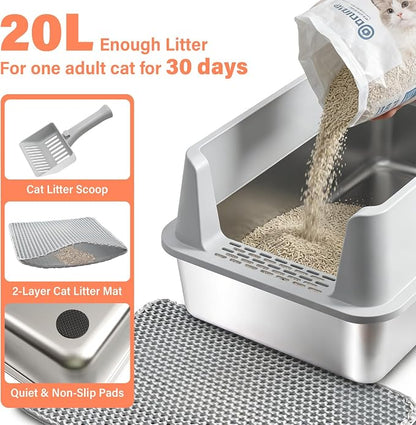 2PACK Stainless Steel Cat Litter Box - Image 6