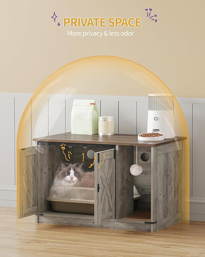 Cat Litter Box Enclosure, Hidden Litter Box Cabinet Furniture - Image 6