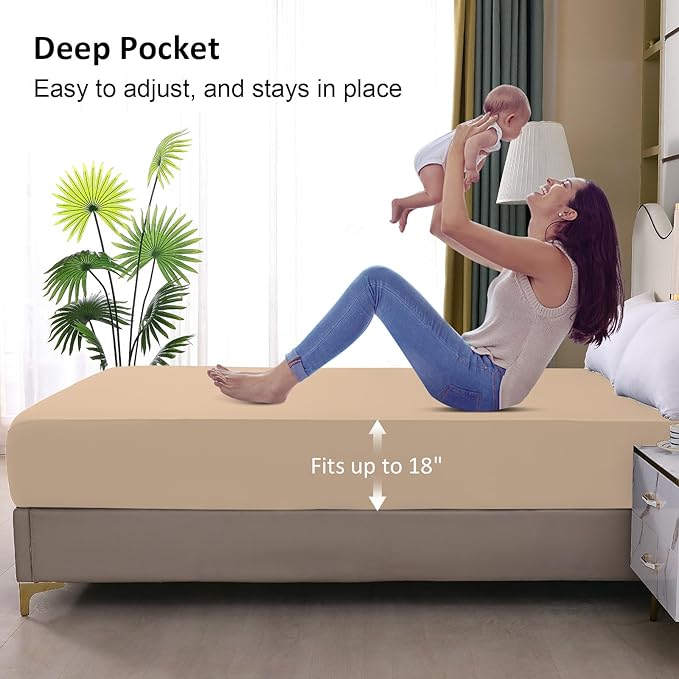 Waterproof Mattress Protector King, Fitted Sheet Style Breathable Mattress Cover - Image 4